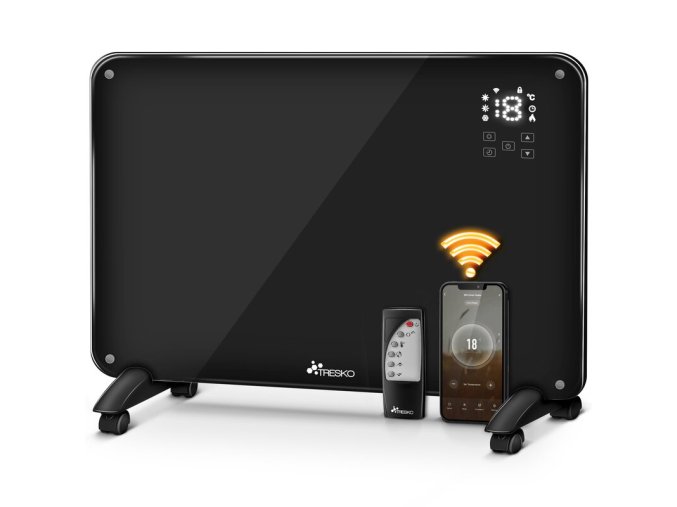 tresko glaskonvektor 2000w app wifi black luxel cz