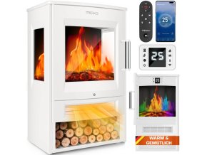 treskoz elektrokamin mit heizung inkl fernbedienung wifi app kamin elektrisch 1800w led white luxel cz