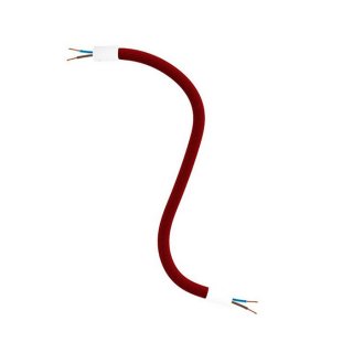 Metalowe elastyczne ramię do lampy Creative Flex z kablem 2x0,75, metalowymi końcówkami i oplotem jedwabnym RM09 - czerwony
