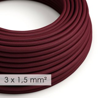 Kabel materiałowy 3x1,5 bordowy RM19 - jedwabny