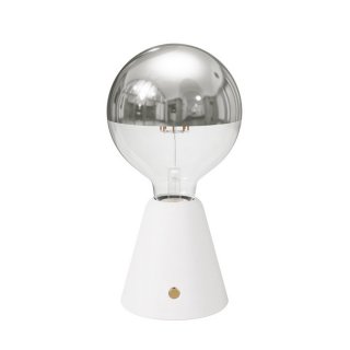 Lampa stołowa na baterie Cabless01 ze srebrną żarówką G125 1,3W