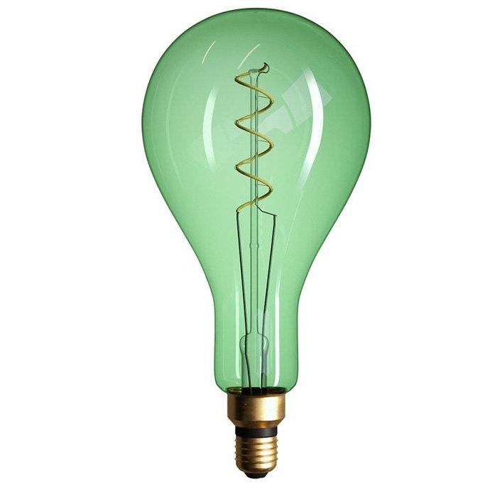 Veľká vintage žiarovka XXL E27 A165 smaragdová Curved Pear 5W - stmievateľná