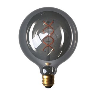 Dizajnová LED žiarovka E27 G125 dymová Curved Spiral 5W - stmievateľná