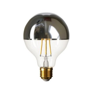 LED žiarovka so zrkadlovým vrchlíkom E27 G95 strieborná-číra 7W - stmievateľná