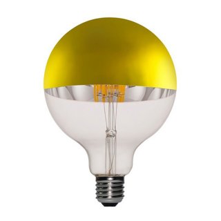 LED žiarovka so zrkadlovým vrchlíkom E27 G125 zlatá-číra 7W - stmievateľná