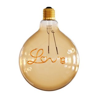 Dekoratívna retro žiarovka E27 G125 jantárová Love pre lustre 5W - stmievateľná