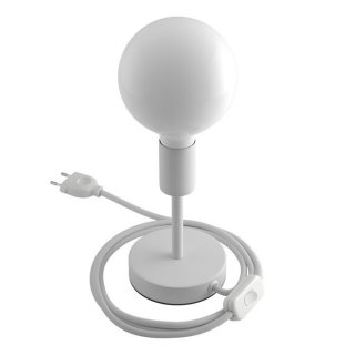 stolna retro alzaluce metal kovova lampa matná biela