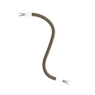 Kovový husí krk Creative Flex s kabelem 2x0,75, kovovými koncovkami a hedvábným opletem RZ24 - zlato-černý