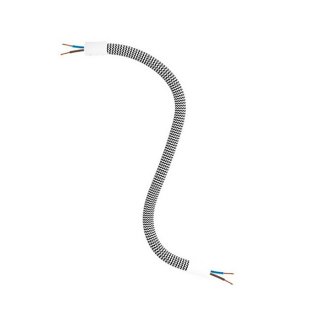 Kovový husí krk Creative Flex s kabelem 2x0,75, kovovými koncovkami a hedvábným opletem RZ04 - bílo-černý