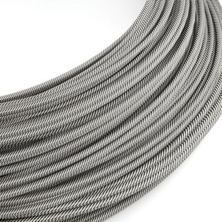 Slaboprúdový opletený kábel pruhovaný Vertigo "bridlicová + biela" ERM37 - HD textílie