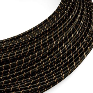 Slaboprúdový opletený kábel pruhovaný Vertigo "čierna + zlatá" ERM42 - HD textílie