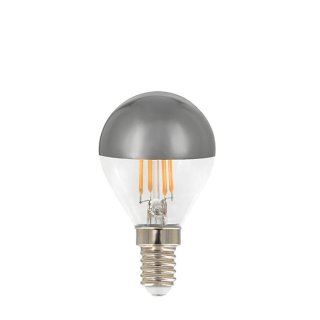 LED žiarovka so zrkadlovým vrchlíkom E14 P45 strieborná-číra 5,9W - stmievateľná