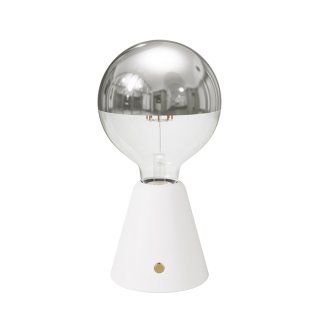 Stolná lampa na batérie Cabless01 so striebornou žiarovkou G125 1,3W