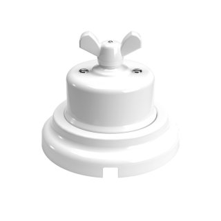 Porcelánový vypínač BIELÝ otočný BUTTERFLY so základňou (Farba červená)