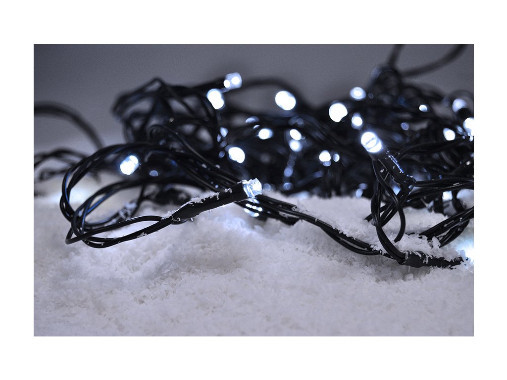 LED vánoční řetěz,10m,8 funkcí, IP20, bílý