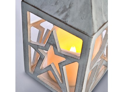 Solight dřevěná lucerna s LED svíčkou, 3x AAA