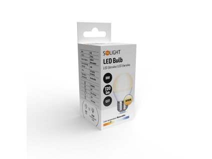 Solight LED žárovka, miniglobe, 8W, E27, 3000K, 720lm