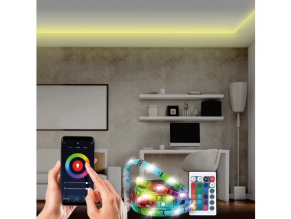 Solight wifi Smart LED světelný pás, RGB, 5m, sada s adaptérem a dálkovým ovladačem