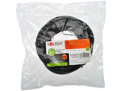 Solight flexo šňůra, 5m, 3 x 2.5mm2, gumová H07RN-F3, černá