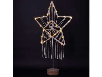 Solight LED vánoční hvězda stolní, pletená, 35x LED, 2x AAA