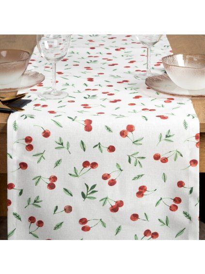 OBRUS CHERRY 40 X 140 CM bílý