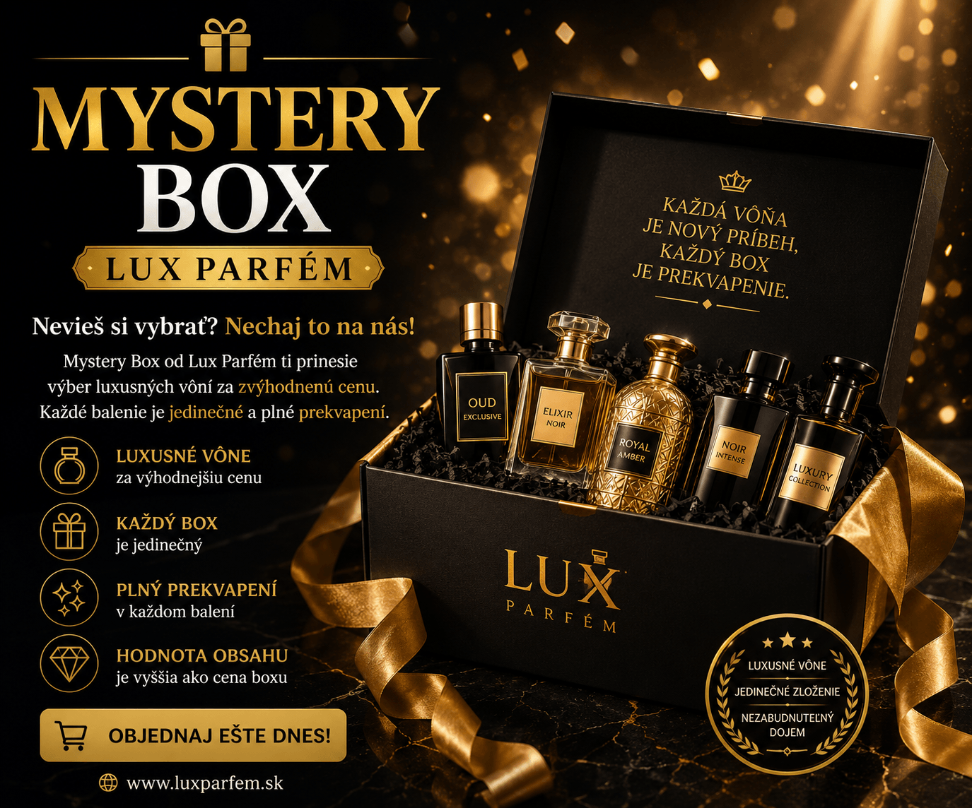 Mystery Box parfémy 🎁 | Hodnota až 80 € | Lux Parfém