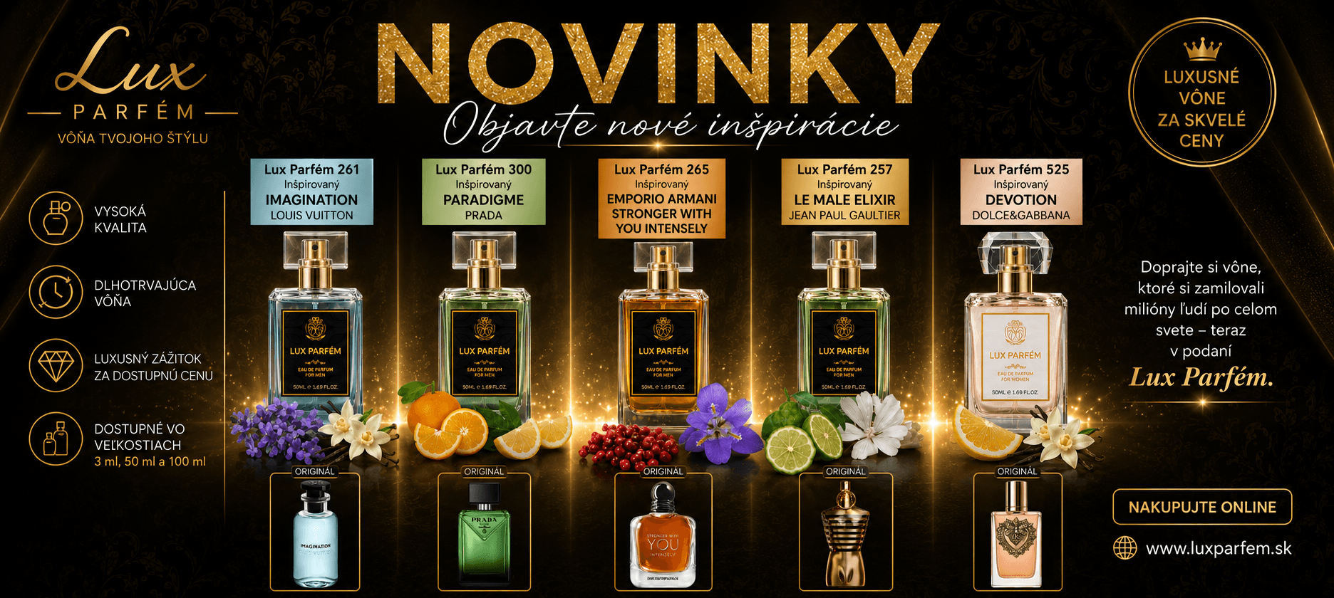 Novinky v LUX PARFÉM | Exkluzívne inšpirované vône