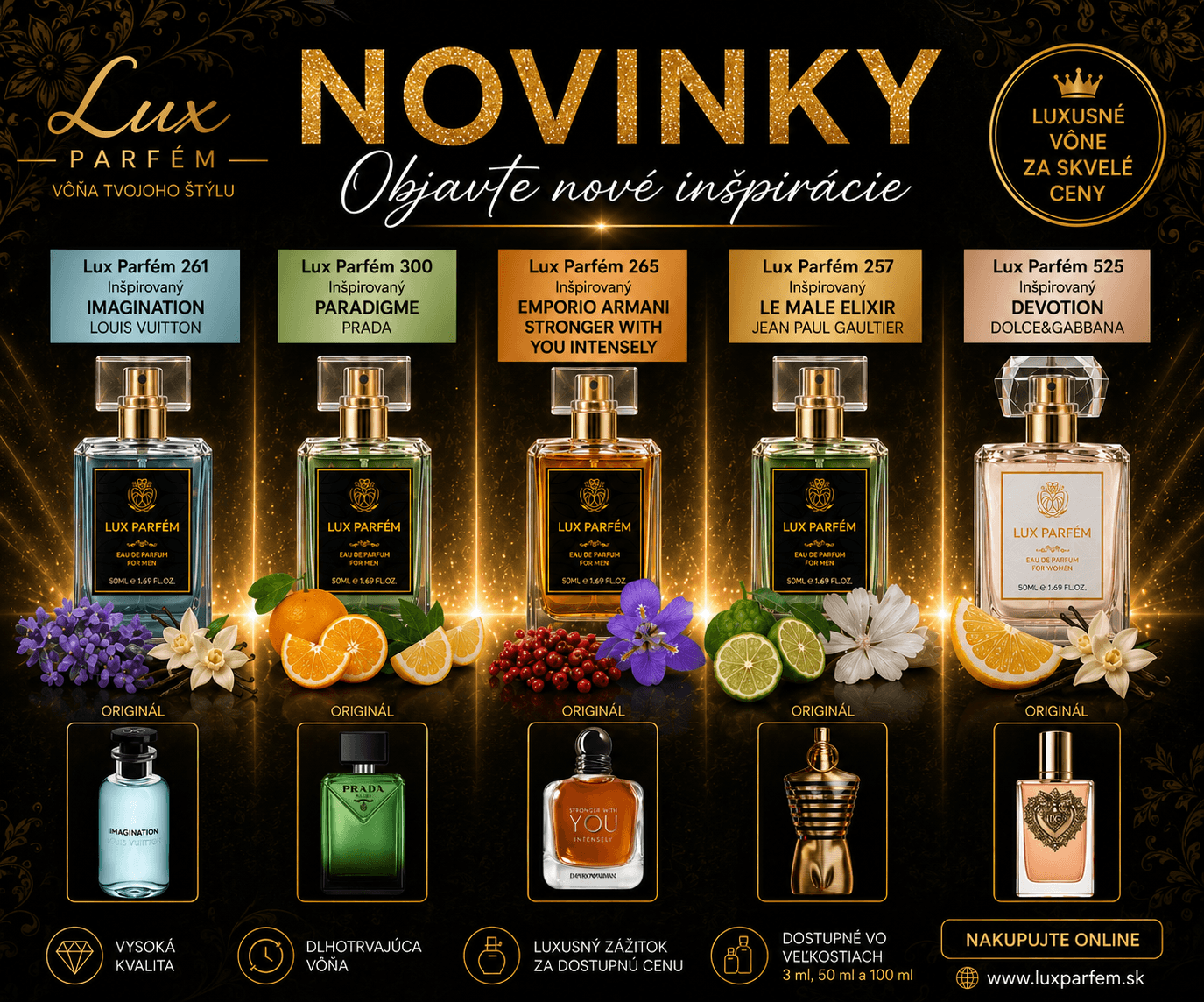 Novinky v LUX PARFÉM | Exkluzívne inšpirované vône