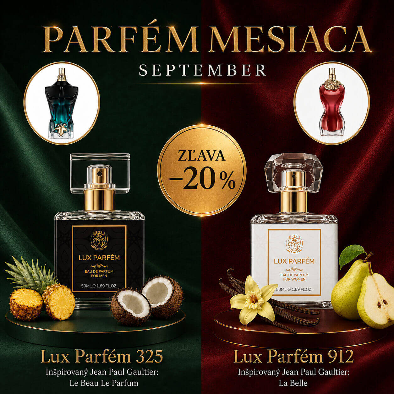 PARFÉMY MESIACA SEPTEMBER SO ZĽAVOU 20 %! / LUX PARFEM