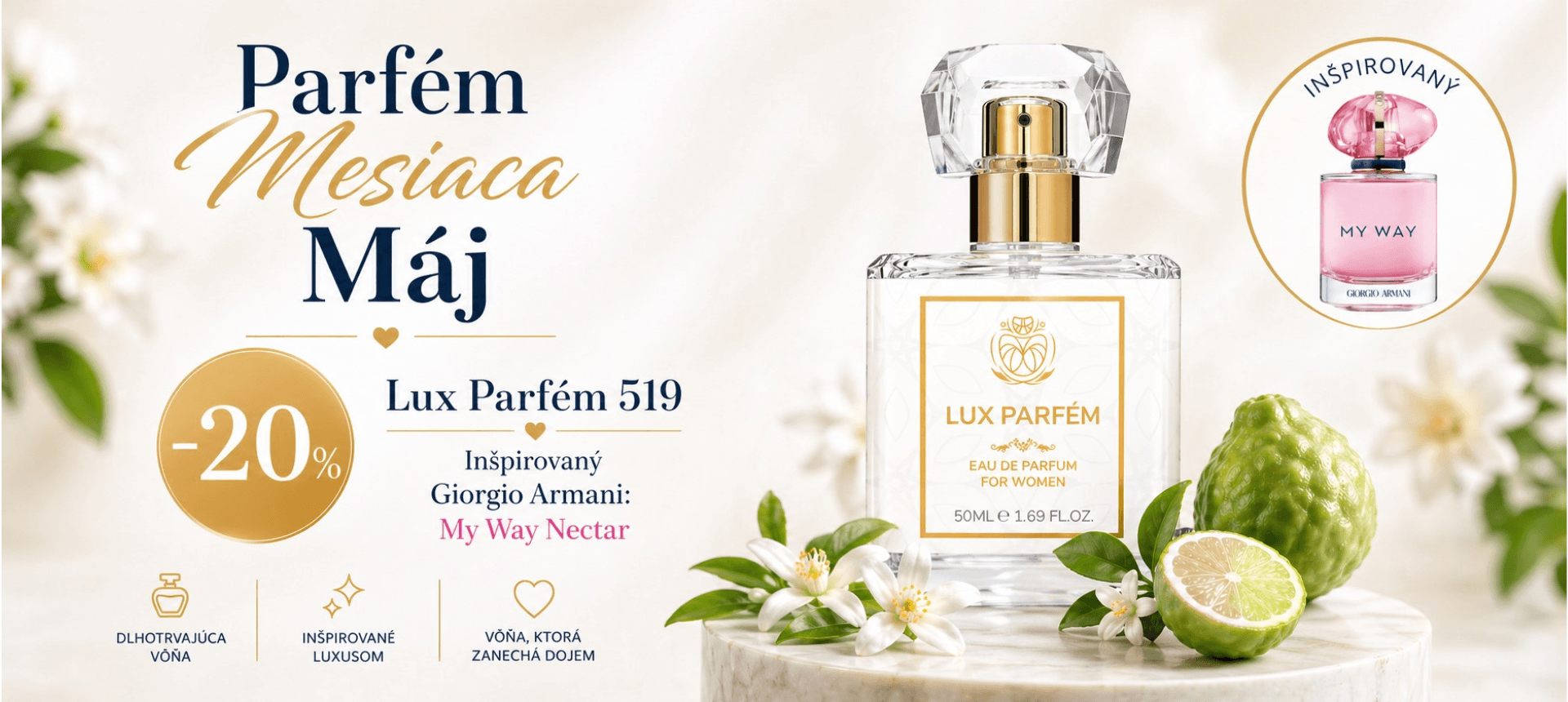 Parfém Mesiaca Máj Lux Parfém 519 – Inšpirovaný Giorgio Armani: My Way Nectar