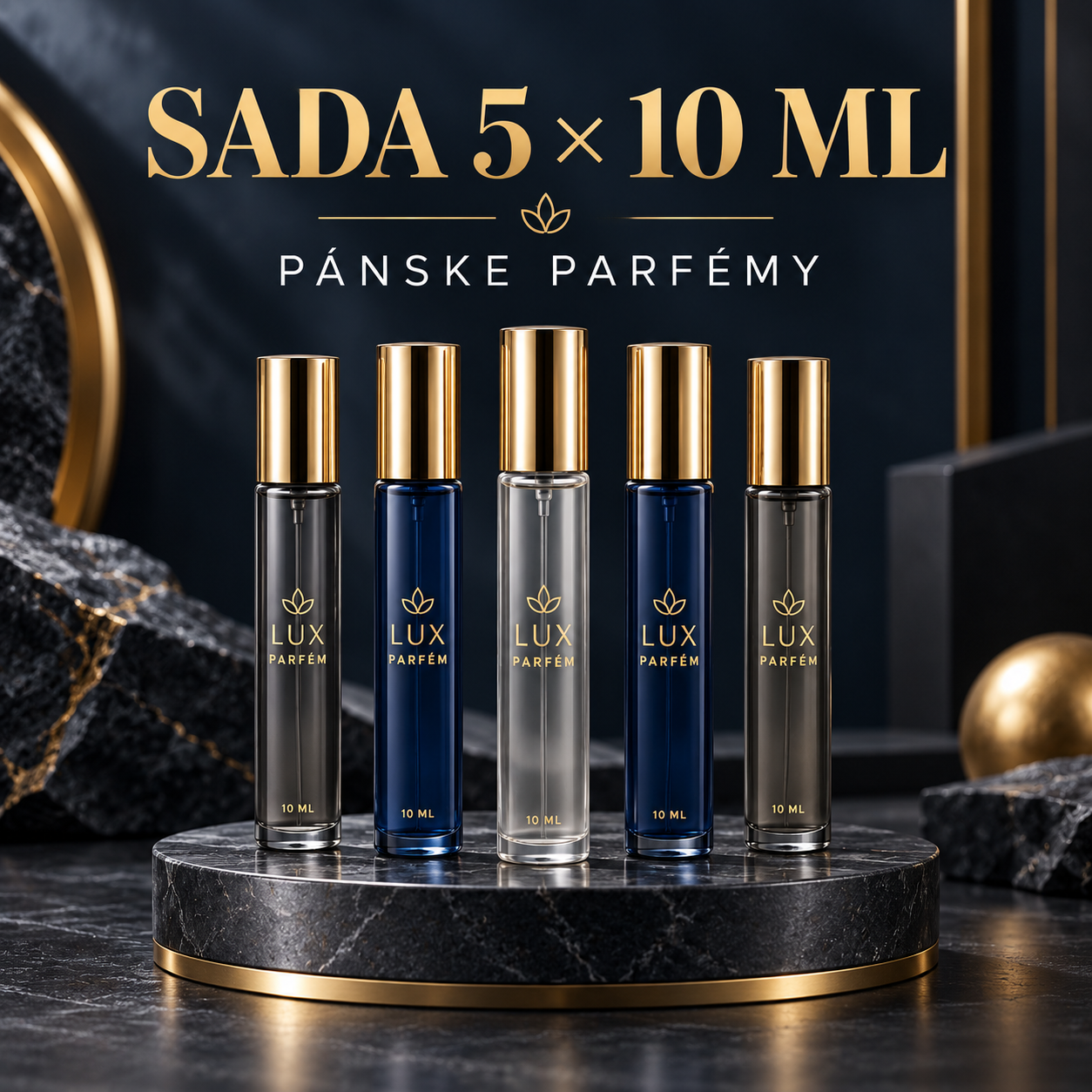 Sada 5 × 10 ml – Pánske parfémy Lux Parfém