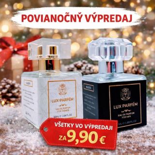 🎄 POVIANOČNÝ VÝPREDAJ v Lux Parfém 🎄 ✨ Teraz je ten správny čas doplniť si obľúbenú vôňu 🔥 VŠETKY PARFÉMY VO VÝPREDAJI LEN...