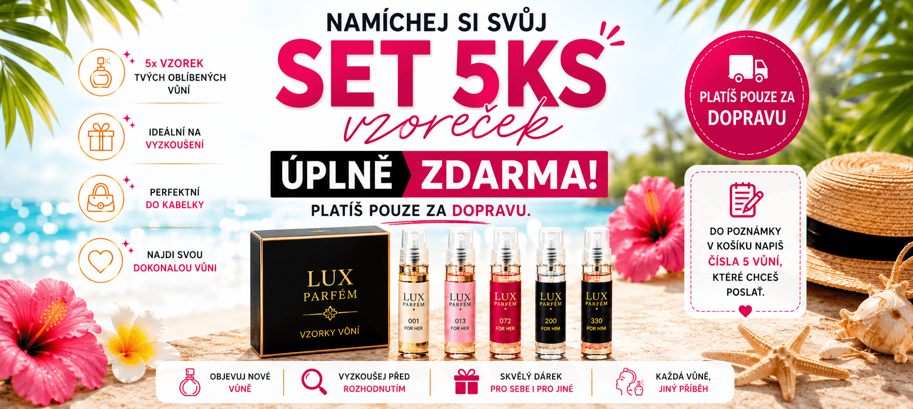 5 vzorků v hodnotě 180 Kč ZCELA ZDARMA! / Lux Parfum.cz