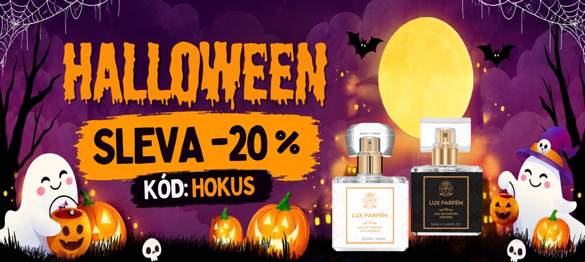 Halloween v LUX PARFUM – sleva 20 % s kódem HOKUS