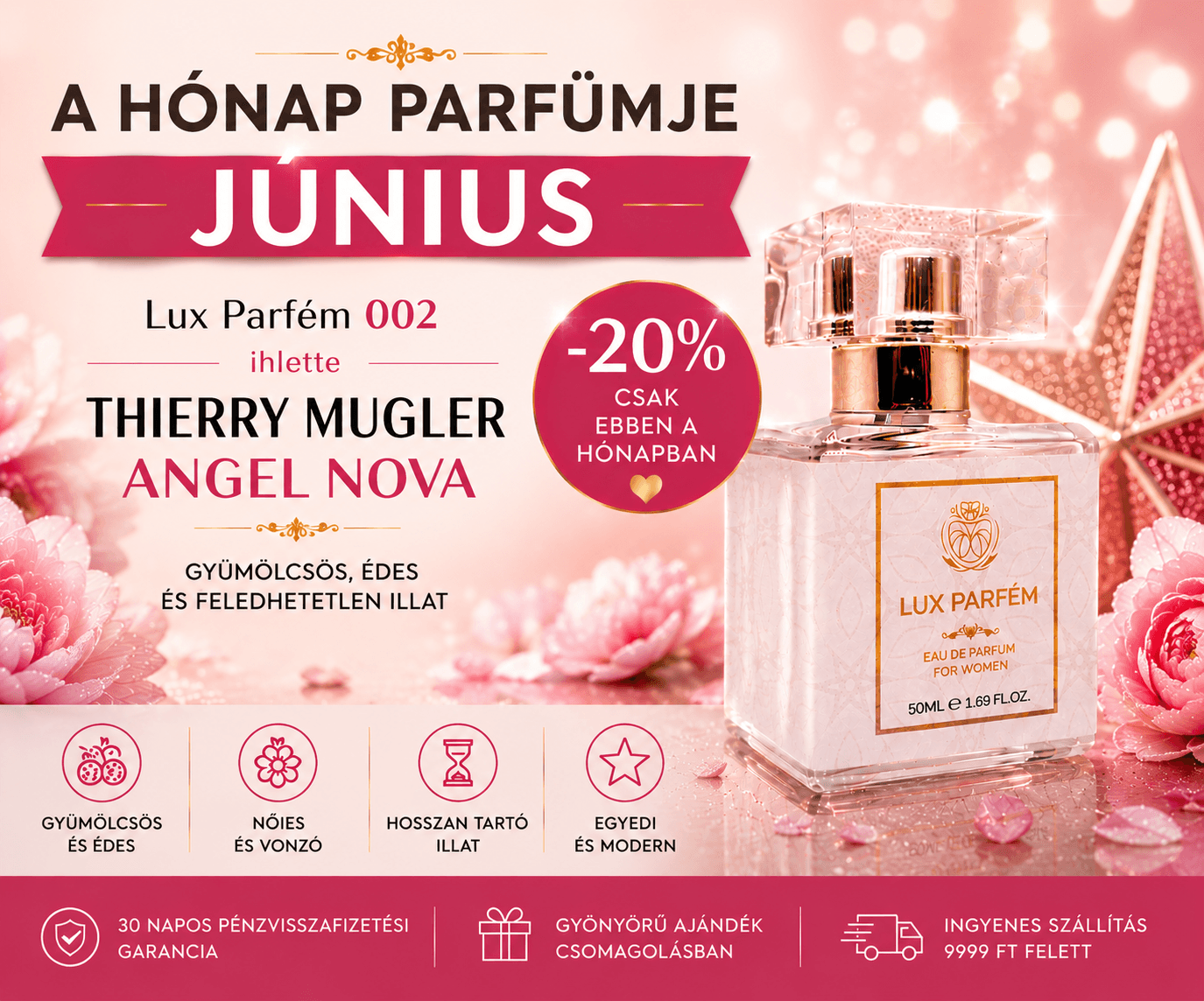 A HÓNAP ILLATA – JÚNIUS A Lux Parfum 002 egy különleges női illat, amelyet az Angel Nova inspirált.
