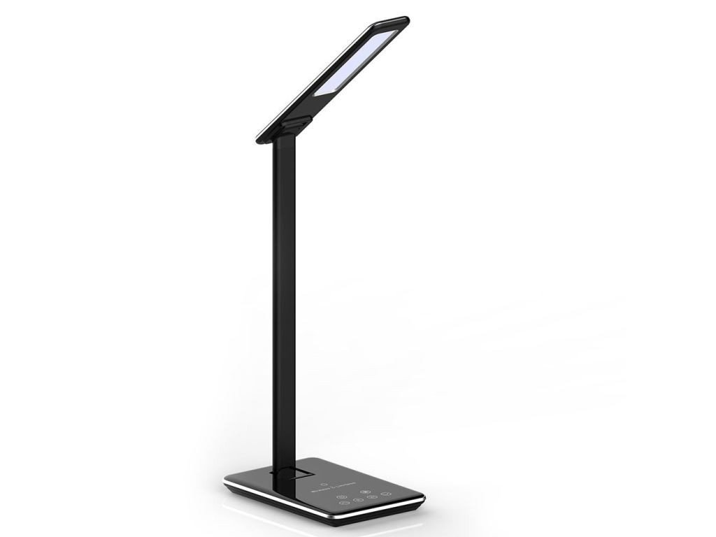 Stmívatelná stolní LED lampa 7405 s bezdrátovým nabíjením, černá -  Luxprim.cz