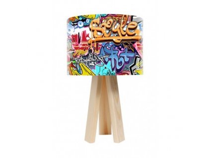 Dětská stolní lampa Graffiti s dřevěnými nohami