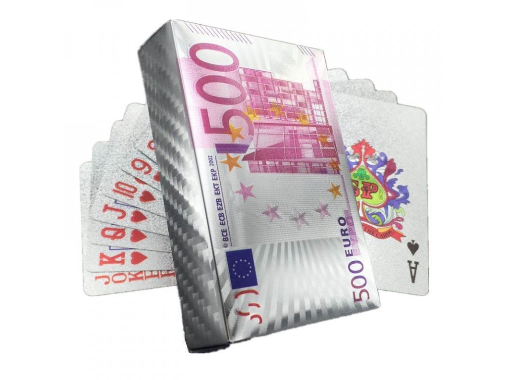 Poker Hracie karty strieborné 500 Euro (1)