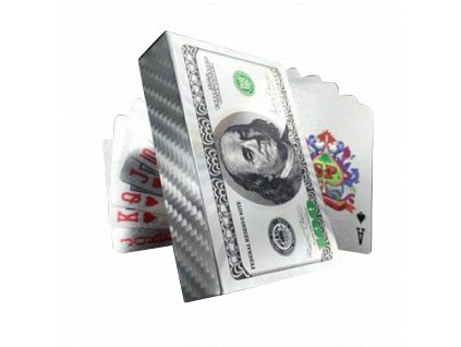 Poker Hracie karty strieborné 100 Dollar (1)
