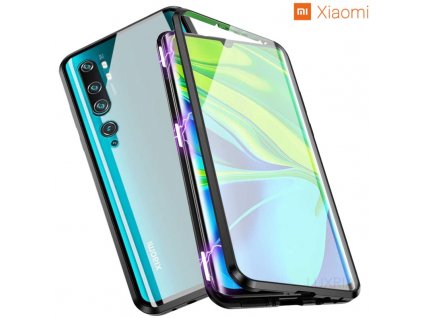 Magneticky dvojdielny kovovo skleneny obal Luxria Double Glass pre Xiaomi Cierny