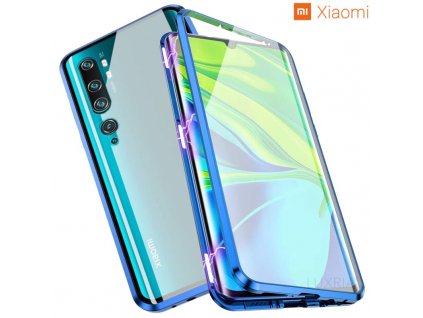 Magneticky dvojdielny kovovo skleneny obal Luxria Double Glass pre Xiaomi Modry