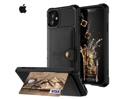 Luxria Wallet Case pre iPhone Čierne kožené púzdro pre karty a bankovky 1 copy