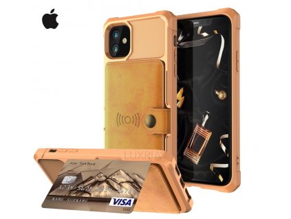 Luxria Wallet Case pre iPhone Hnedé kožené púzdro pre karty a bankovky 7 copy