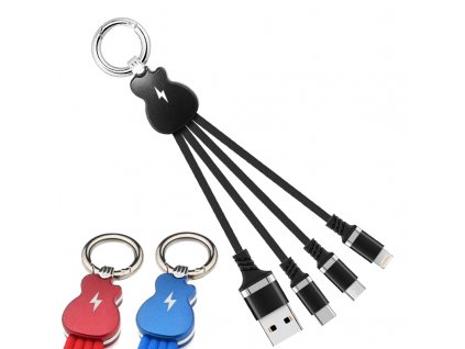 Luxria 3in1 Mini Cable USB kábel s tromi konektormi (micro, type C, lighting)