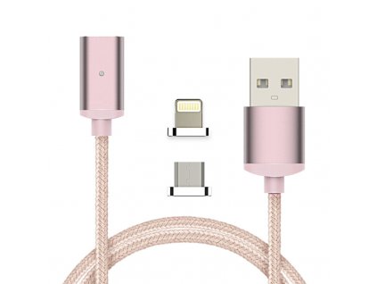 Magnetický USB kábel iPhone, Android, Ružová Zlatá 1