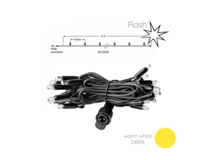 profesionalna svetelna retaz 3m 30led 2400k cierny.kabel flash