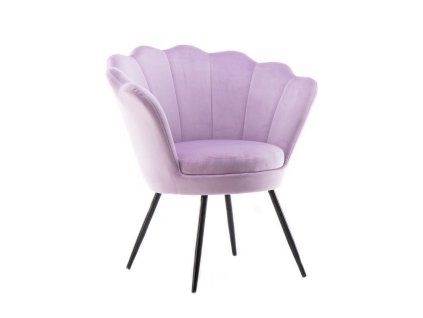 Křeslo FREY VELUR s černými nohami - levandule