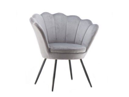 Křeslo FREY VELUR s černými nohami - světle šedé
