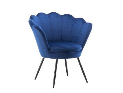 Křeslo FREY VELUR s černými nohami - modré