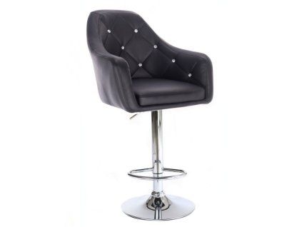 Barová židle ROMA na stříbrné kulaté podstavě - černá
